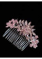  Кристален гребен за коса за абитуриентска прическа с розови кристали Pink Touch